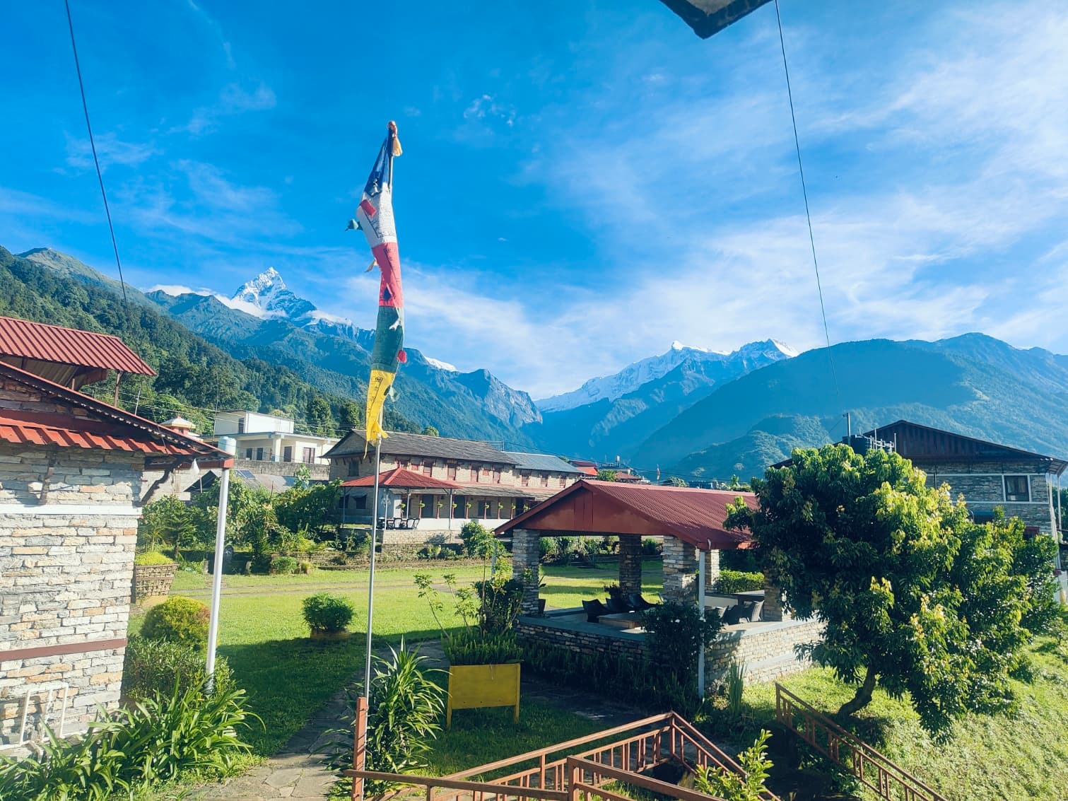 Himalayan mountain backdrop for yoga practice