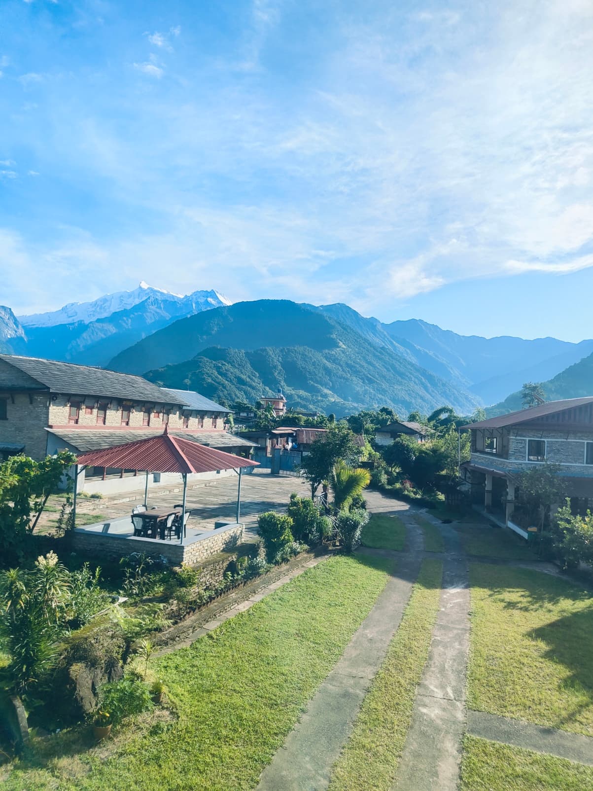 Himalayan mountain backdrop for yoga practice